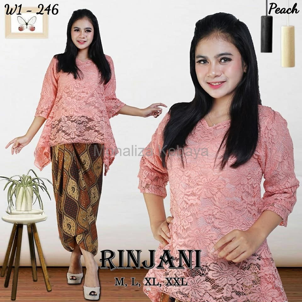 New Collection dan exlusive Setelan kebaya brukat rinjani peach