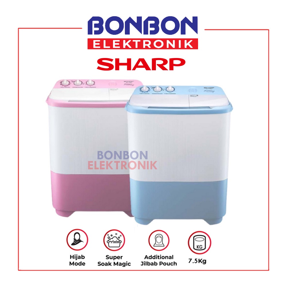 Sharp Mesin Cuci 2 Tabung 7.5KG ES-T79SJ-BL/PK Hijab Series