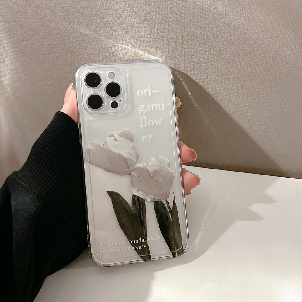 Case Pelindung Transparan Motif Bunga Putih Untuk Iphone 14 11 8 7 Plus SE2 XS XR 12 13 Mini PRO MAX