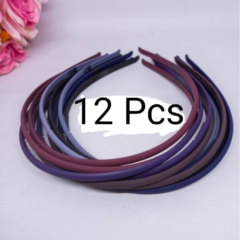 Bando Korea polos doff color import 0,5cm (Selusin/12pcs Mix warna)