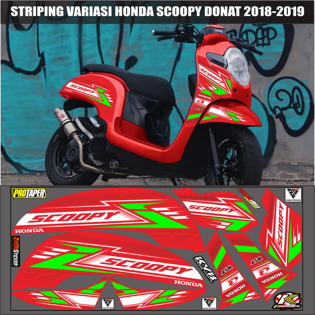 striping honda scoopy donat 2017-2018 variasi semi decal scoopy merah simple elegan honda racing