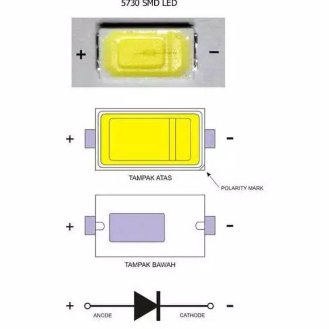 SMD Chip LED 5730/per 10 pcs Putih / Cold White 6000-7000K 0.5W 3.2-3.4V