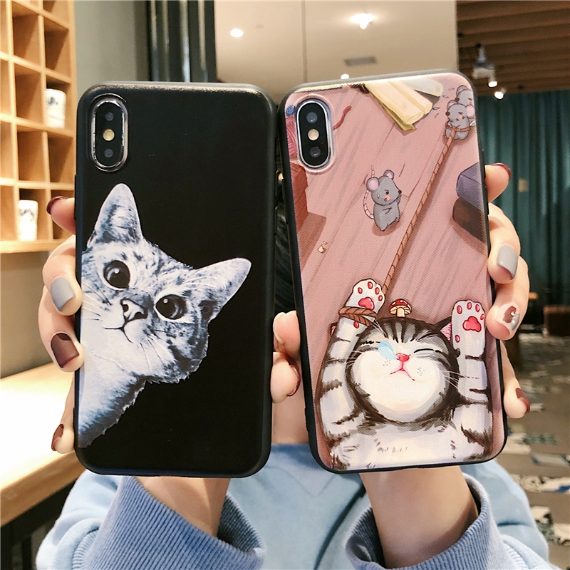 Casing Soft Case Motif Cute White Cat Lucu untuk OPPO A5