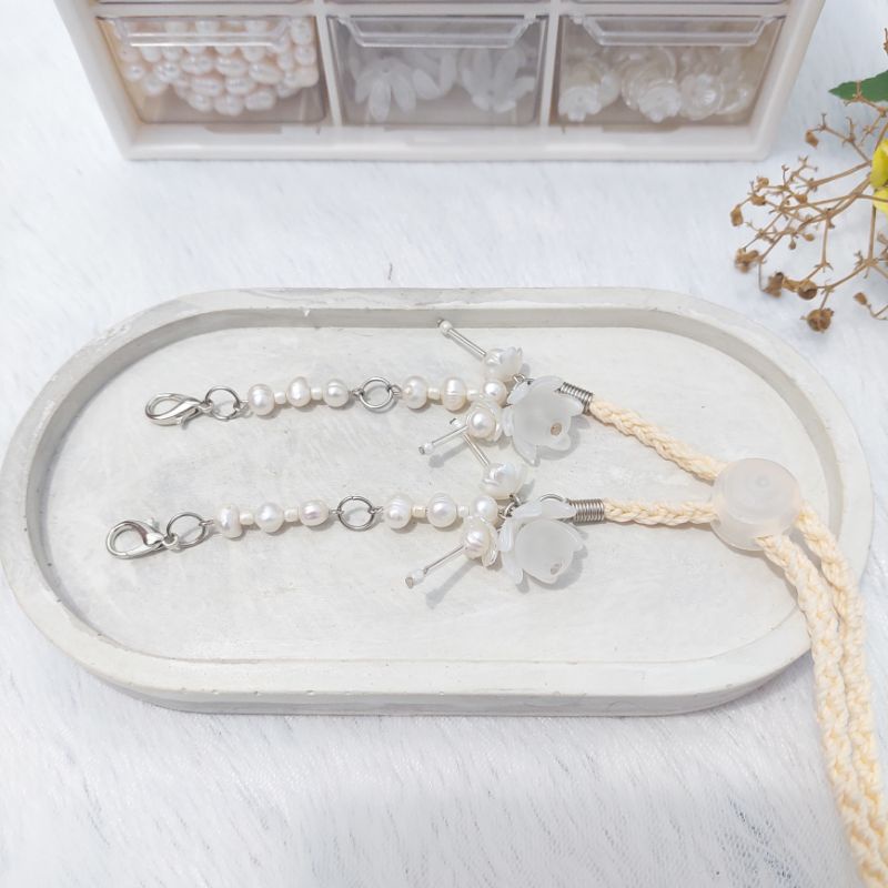 strap masker mutiara air tawar / strap masker premium mutiara / strap masker cantik / strap masker m