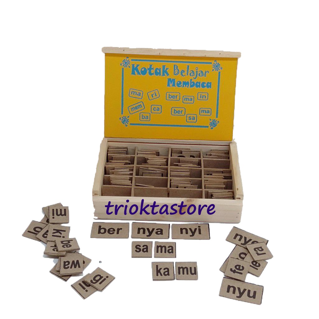 Kotak Belajar Membaca Alat bantu Mengeja Suku Kata Mainan Kayu Edukasi APE PAUD TK Mainan Edukatif b
