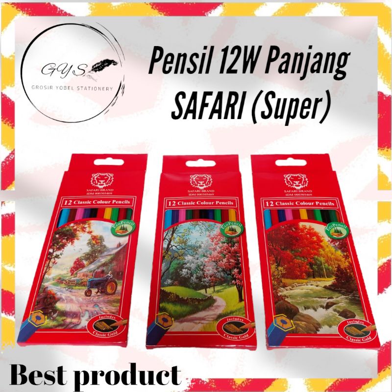 

pensil / pencil warna panjang isi 12 warna/ colour pensil 12 mix colour Safari