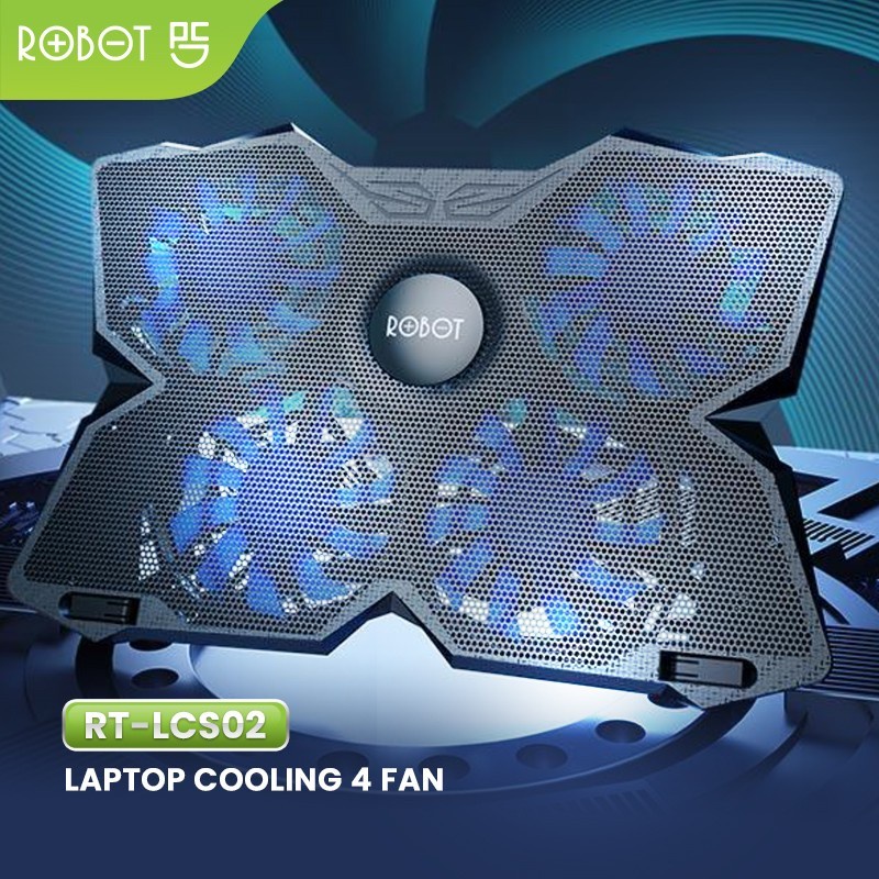 Robot RT-LCS02 Portable Laptop Cooling Stand 4 Fan Dual USB Port