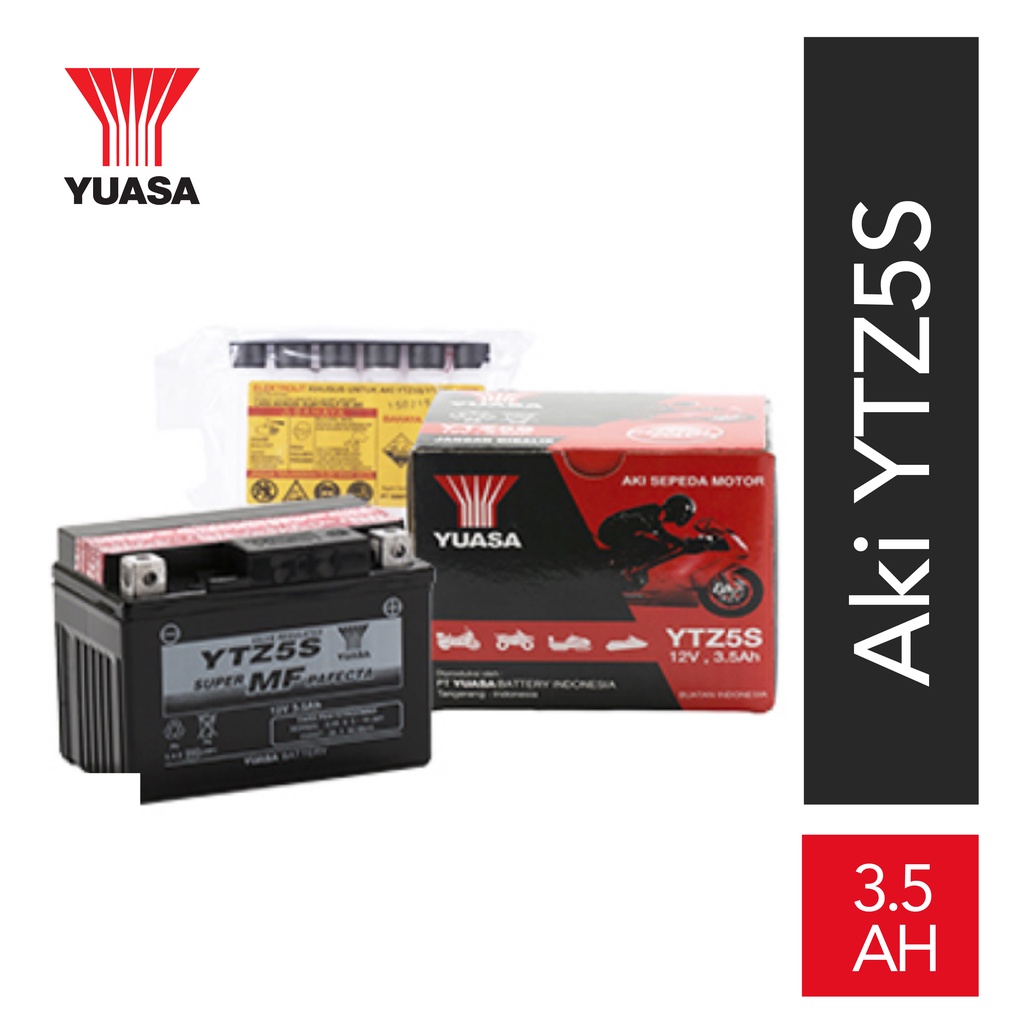 AKI ACCU KERING MOTOR YUASA INDOBATTERY YTZ5S 3.5AH BEAT, VARIO, BLADE, REVO, SUPRA X 125