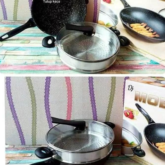 Moegen Wok Steamer Wajan  Anti  Gores  Marble Steamer 