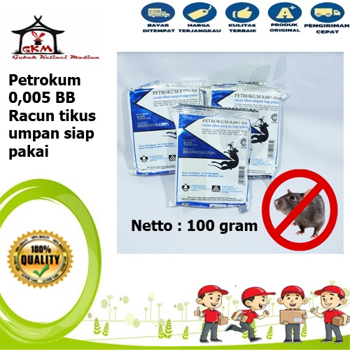 Racun Tikus Petrokum 0.005 100gr Tikus Mati Kering Racun Tikus Ampuh