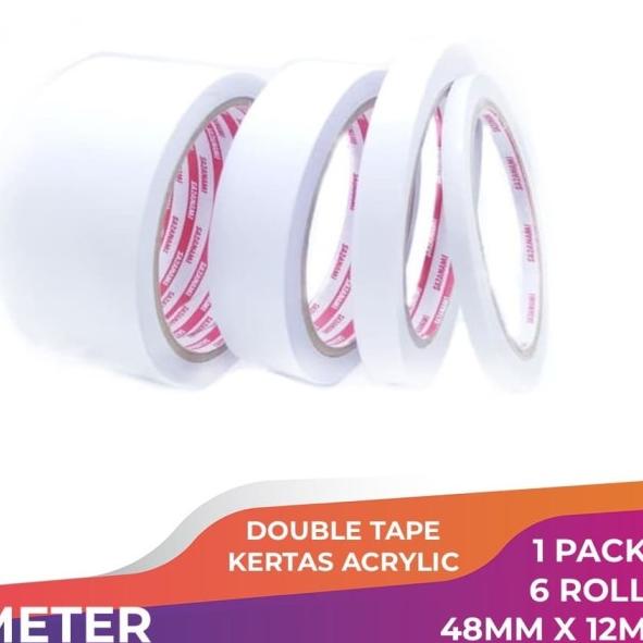 

♢ DOUBLE TAPE 2" 48MM x 12 M DOUBLETAPE KERTAS PUTIH SAZANAMI ISI 6ROL ☞