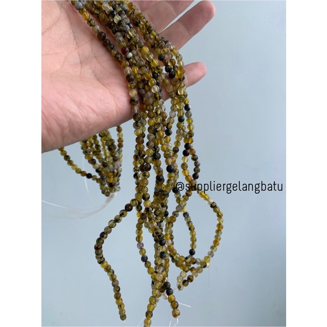 bahan kalung gelang yellow rhodolite 4mm rodolit kuning batu alam akik