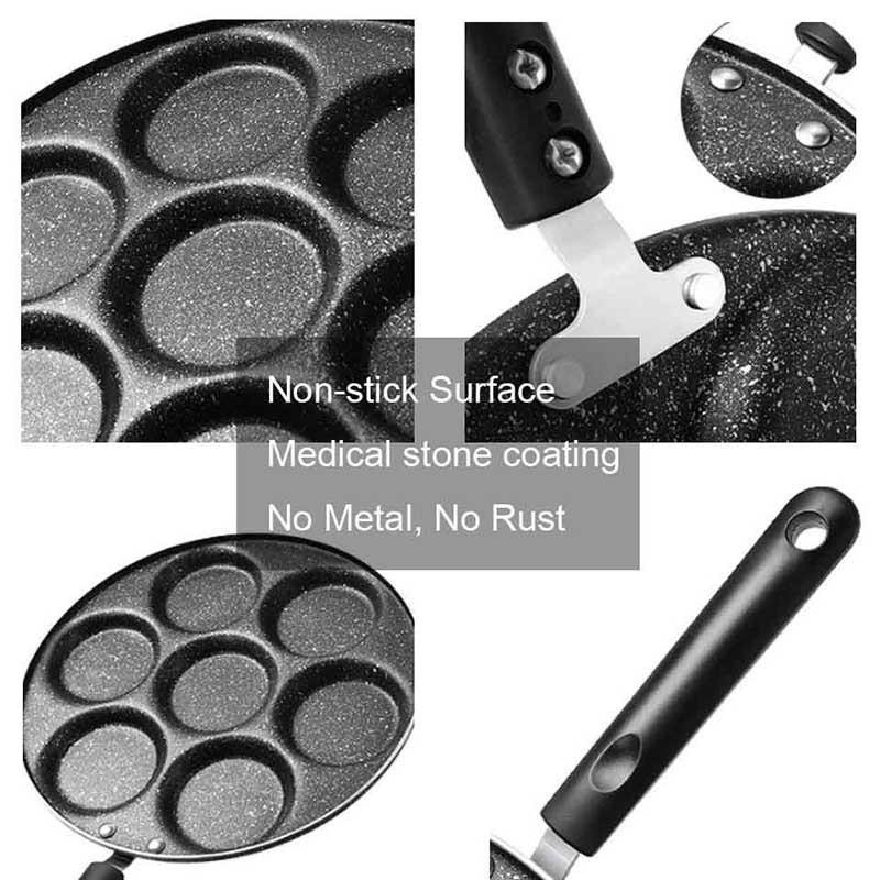 Grab Medan MP TEENRA Teflon Panci Telur Omelet Egg Fyring Pan Non-stick 4 Holes - TW-376 - Blac