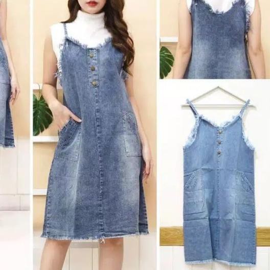 ● ROK DRESS OVERALL JUMPER KODOK JEANS LEVIS DENIM PENDEK TERBARU WANITA ➸