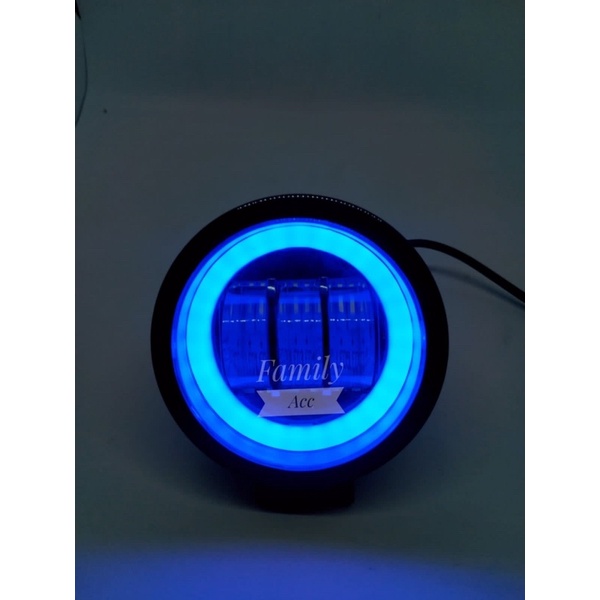 Lampu Tembak K30 3 Mata LED Daymaker Bulat Besar + Angel Eye Blue Motor Universal