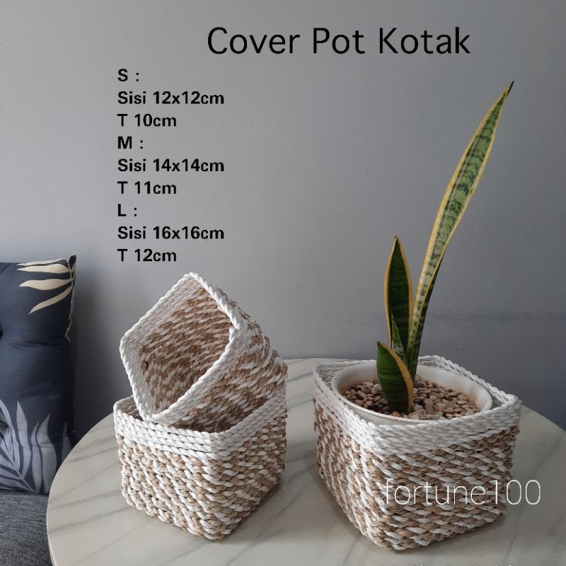 Cover Pot Seagrass Kotak / Keranjang Anyaman / Coverpot Anyam AK05