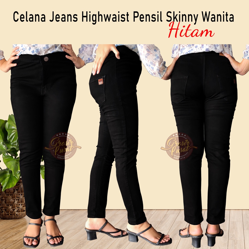 Celana Jeans HW Highwaist Haiwes Pensil Skinny Wanita