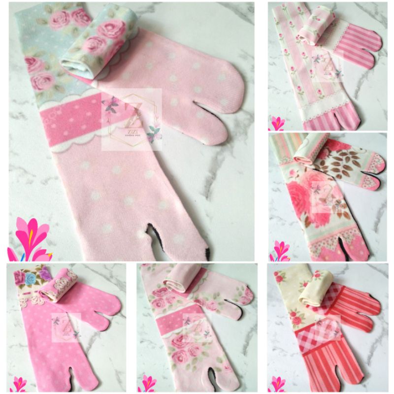 Kaos kaki wanita motif printing jempol muslimah shabby pink