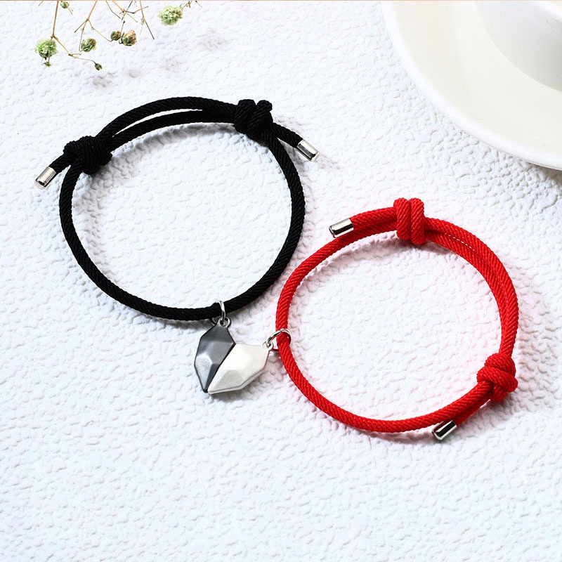 Baru Hitam Dan Putih Cinta Berharap Batu Pasangan Gelang Jahitan Magnetik Gelang Dikepang coolcolor