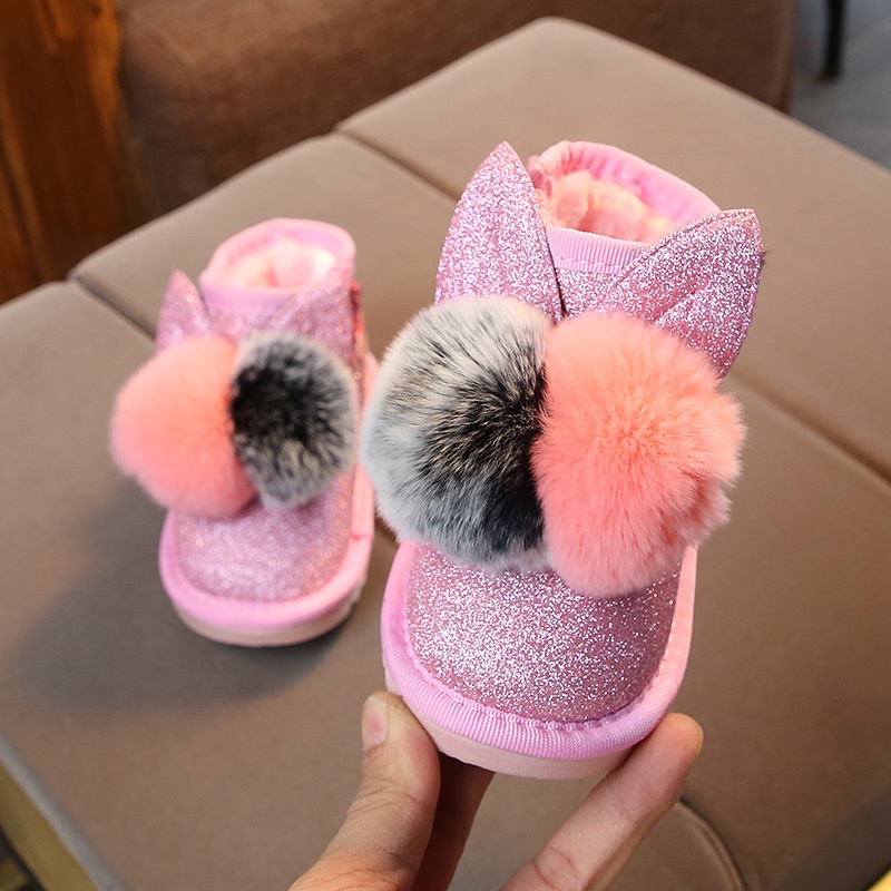 Sepatu Boots Anak Perempuan POMPOM Fashion Winter Boot Korean Style Import