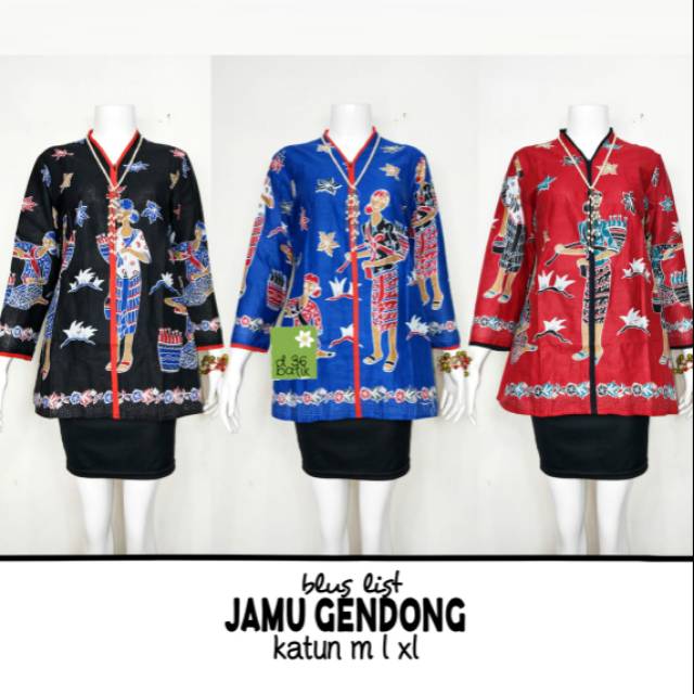 Blus list jamu gendong atasan batik kerja kasual elegan kondangan