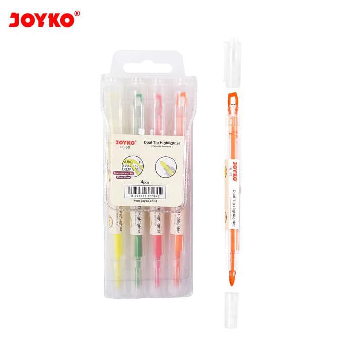 

Dual Tip Highlighter Penanda Berwarna Joyko HL-53 1 Set 4 Pcs 4 Warna