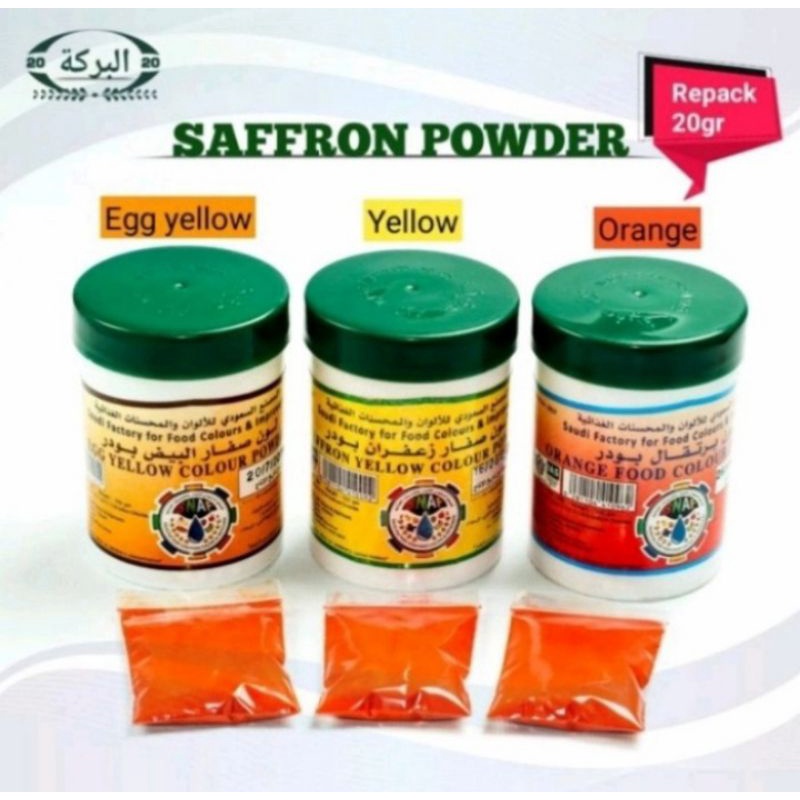 

safron/saffron/zafaron pewarna bubuk alami makanan RE- PACK 20gr