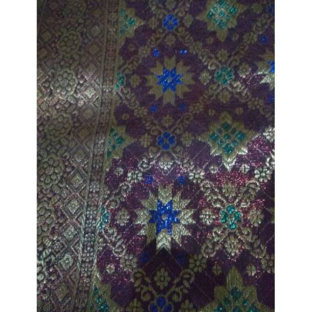 Kain songket merah marun gold bunga sunshine