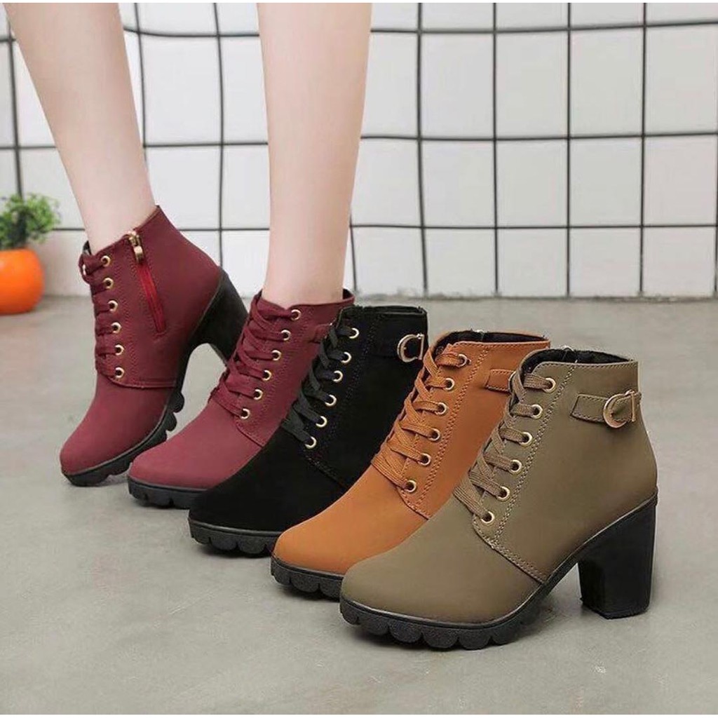 DS SEPATU WANITA KOREA BOOTS ZIPPER