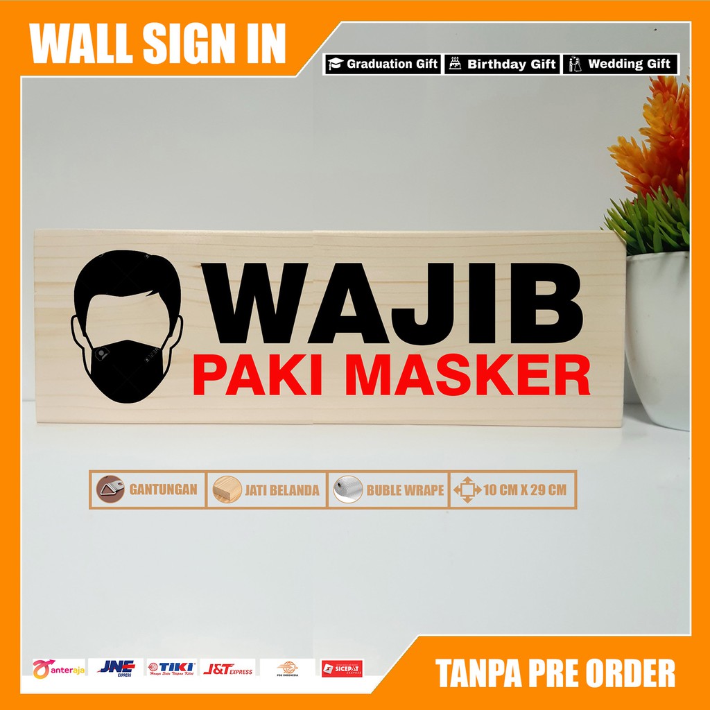 wajib pakai masker/wall decor covid / wall sign wajib pakai masker