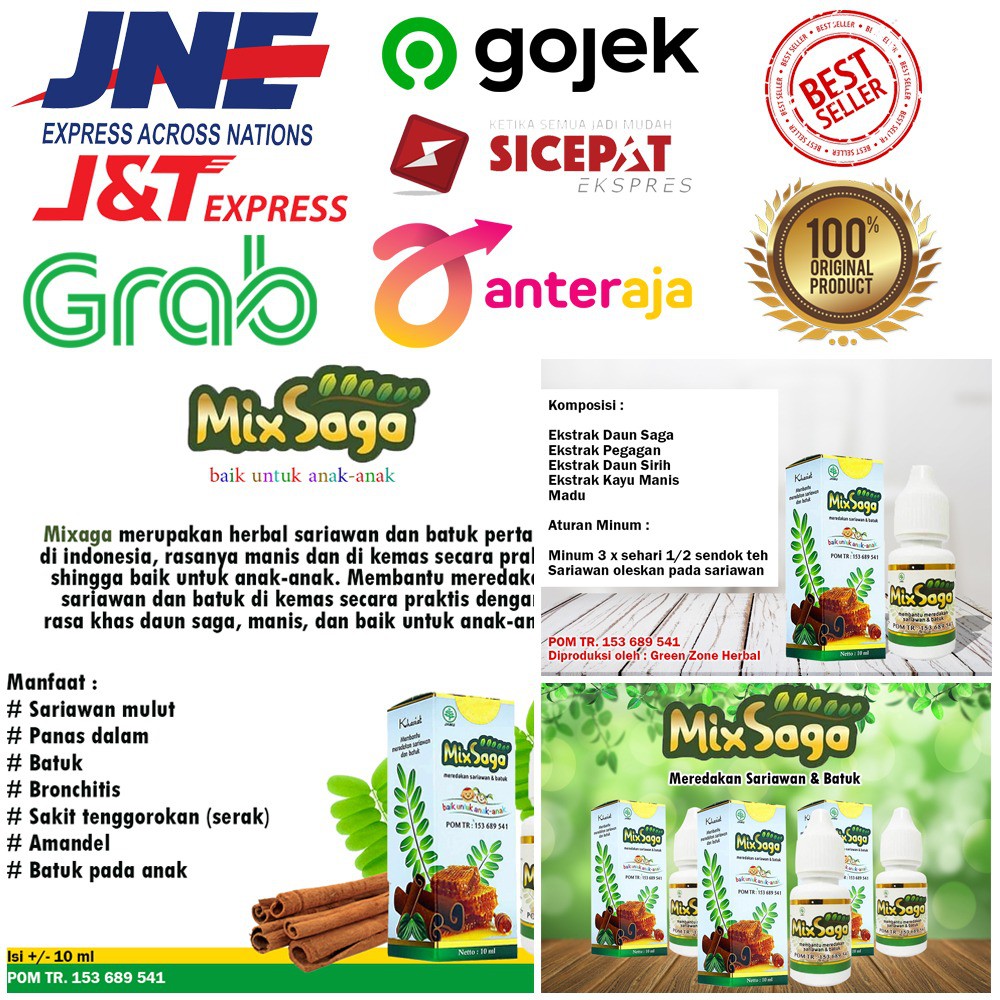 Mix Saga Herbal Batuk dan Sariawan Untuk Anak 10ml