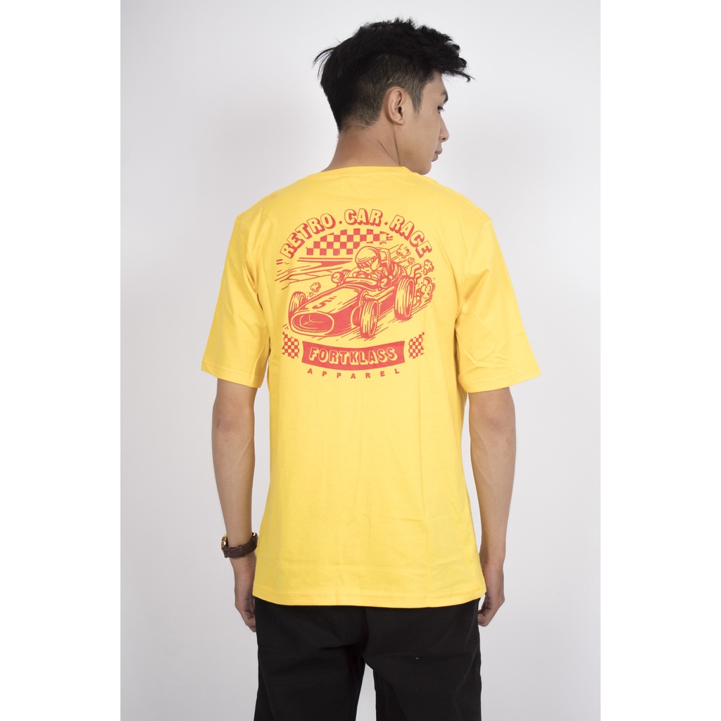 Fortglass RETRO CAR YELLOW Kaos Lengan Pendek Pria Kaos Distro Kaos Pria Kaos Unisex Tshirt Cowok By FortKlass