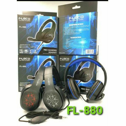 Headphone Headset Gaming Fleco FL-880 Headset Bando DJ Gaming Fleco Fl880 Megabass With Mic