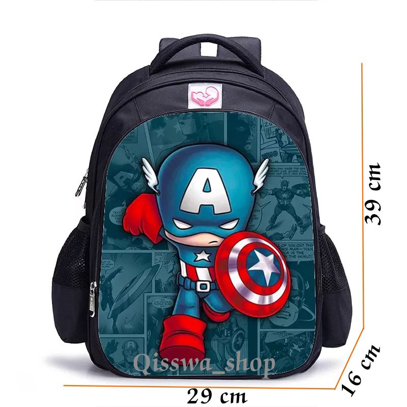 Qisswa_Ransel Anak KAPTEN AMERIKA untuk Anak Laki-laki Tas PAUD TK SD untuk Anak Ransel Ortopedi Ransel Tas Sekolah Tahan Air FygalerySurabaya - FYG1367 Tas Ransel Karakter Cartoon Anak Backpack Mini Cute Import Murah