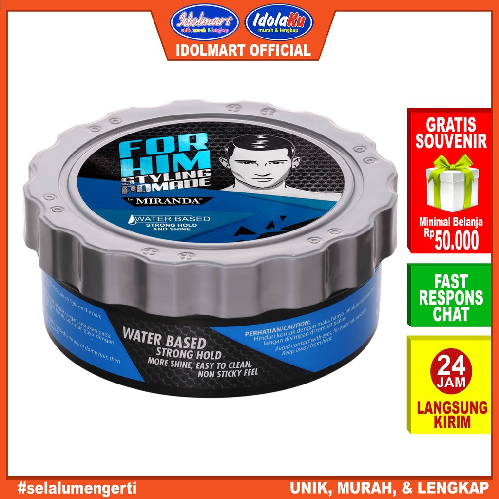 IDOLAKU For Him Styling Pomade Water Based Strong Hold and Shine 50gr