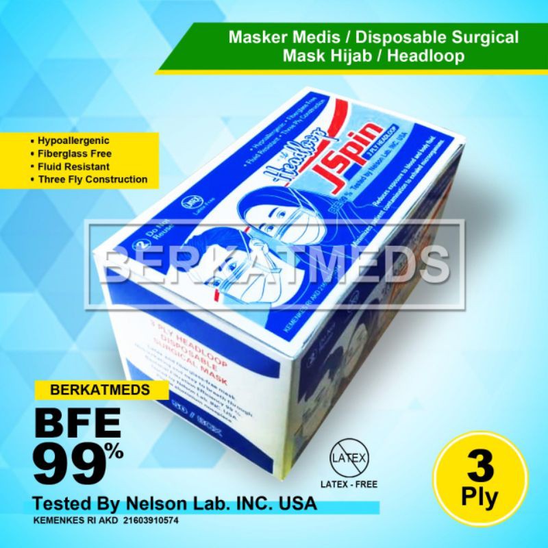 masker medis / surgical mask jspin hijab 3ply murah