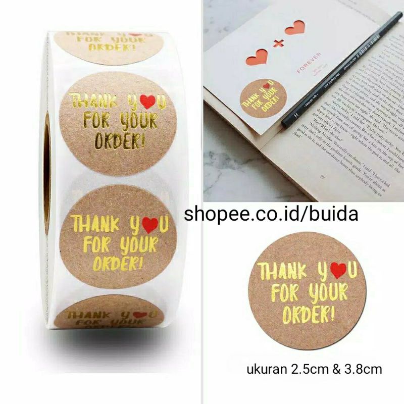 

100pcs 500pcs stiker Label Sticker Thank you for your order Kraft Gold Segel Kemasan Baking Tools Packaging Sealer Box