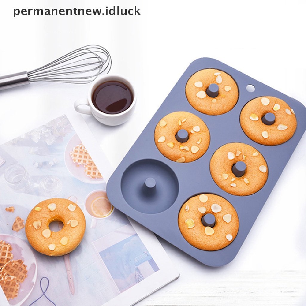 1 Pc Cetakan Adonan Kue Bentuk Donat 6 Lubang Bahan Silikon Untuk Alat Dekorasi