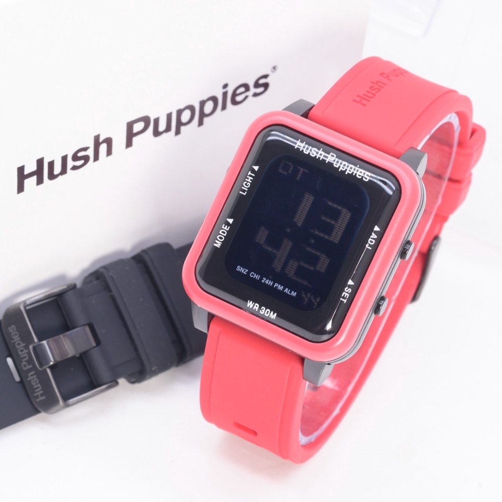 Jam Tangan Wanita Hush Puppies Digital H71308N Tali Rubber Free 1 Tali Box &amp; Baterai