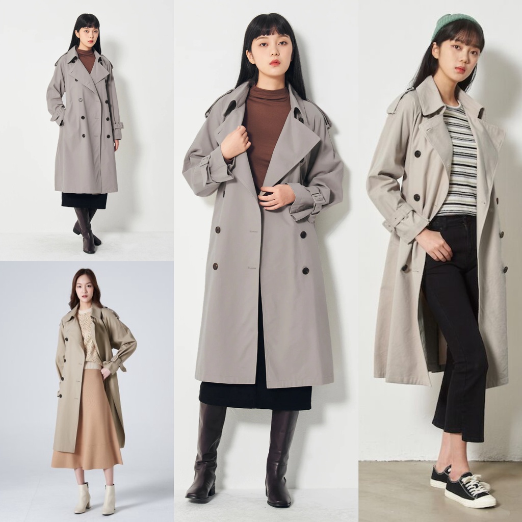 Jual Jaket Musim Dingin Korea Wanita Seconds Classic Double Trench