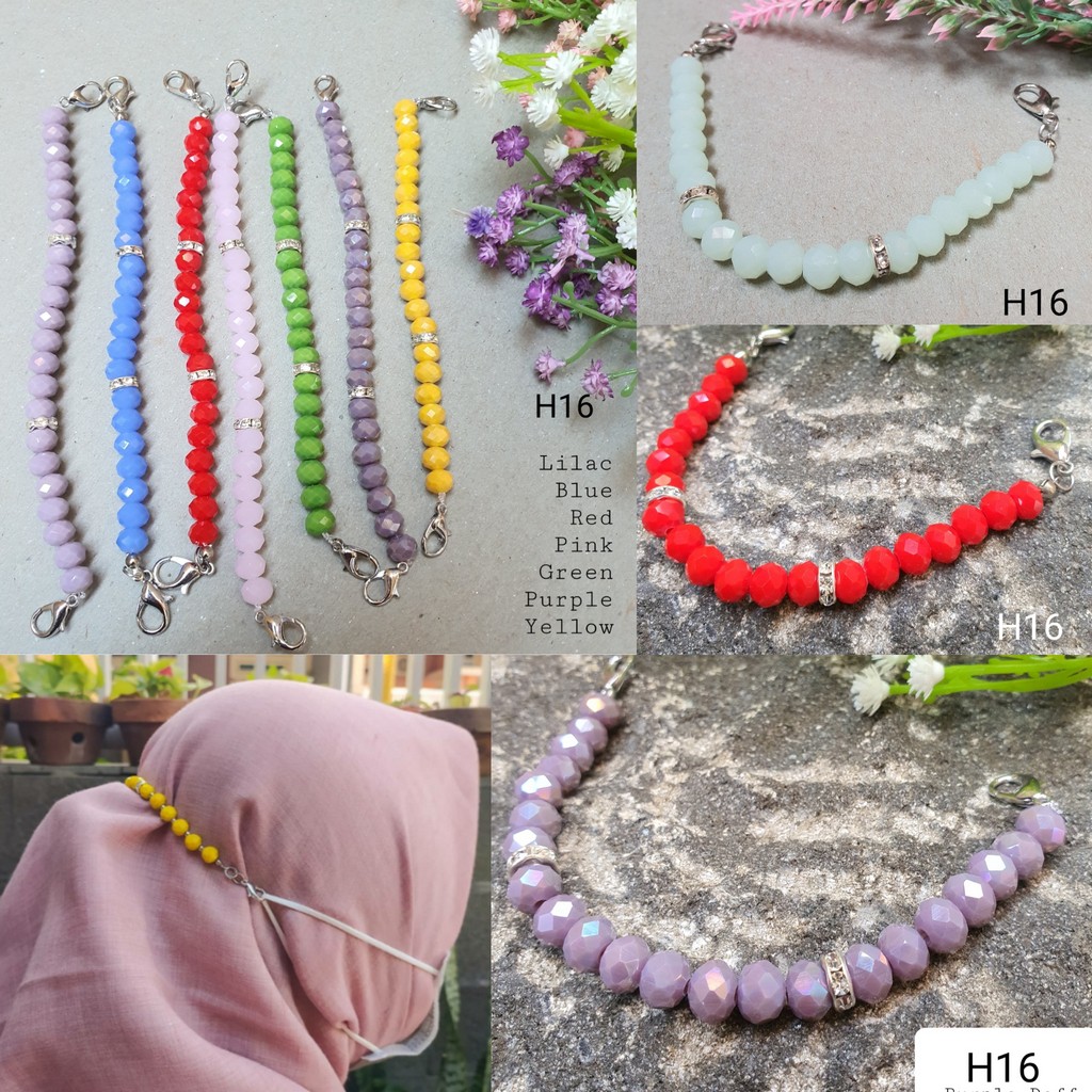 Konektor Masker Hijab Kristal Doff H16A Warna Terbaru