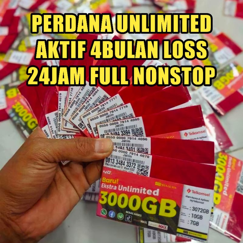 Kartu Perdana Telkomsel Kuota Extra Unlimited 4 Bulan All Tkp