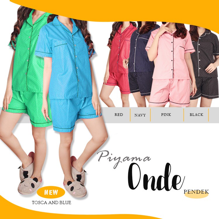 HipNop ONDE PP BAJU TIDUR PIYAMA WANITA VARIASI MOTIF SMILE ONDE PAJAMAS CELANA PENDEK WANITA DEWASA