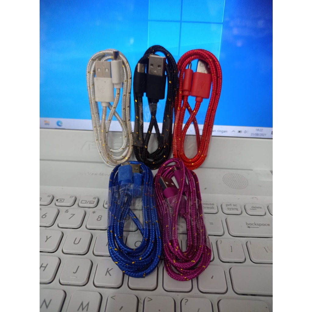 KABEL CHARGER GULUNG TALI SEPATU BELING - BELING MICRO USB MICRO