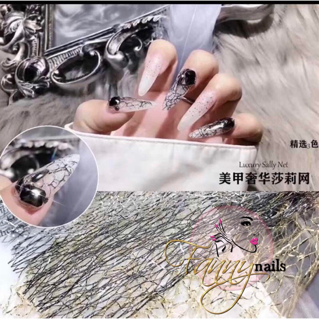 Jaring net nailart 7 warna hiasan nail art swarovski glitter nail gel polish acc