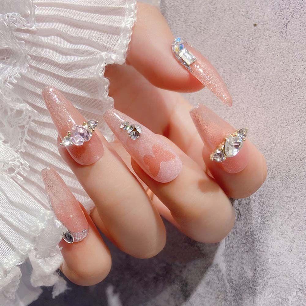 Mxbeauty Jantung Kuku Berlian Buatan Mewah Fashion 3D Kuku Pesona Manicure Nail Art Ornamen Zirkon Glitter Kuku Permata