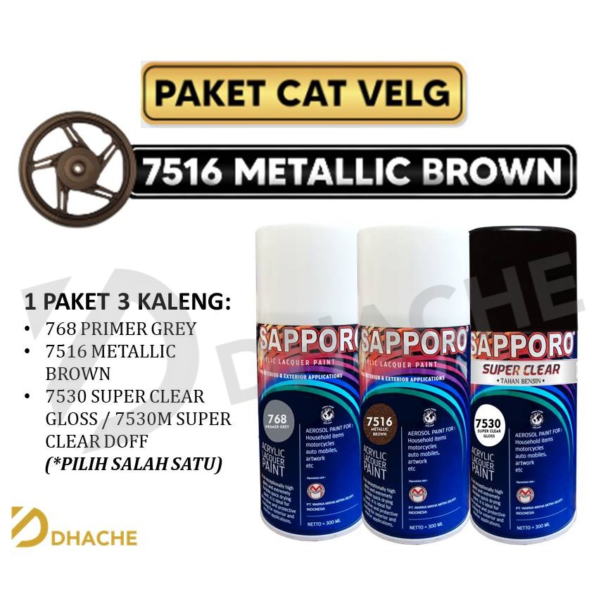 Paket Cat Velg 7516 Metallic Brown / Sapporo Spray