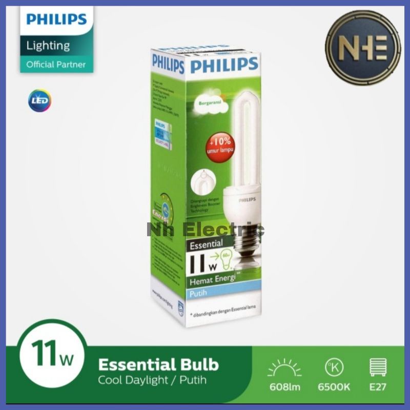 Lampu Philips Essential 11W Watt Putih CDL E27 - Esst 11 Watt Philips White 220V SNI