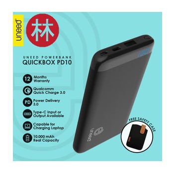 UNEED QuickBox PD10 PowerBank 10.000mAh Quick Charge 3.0 Black