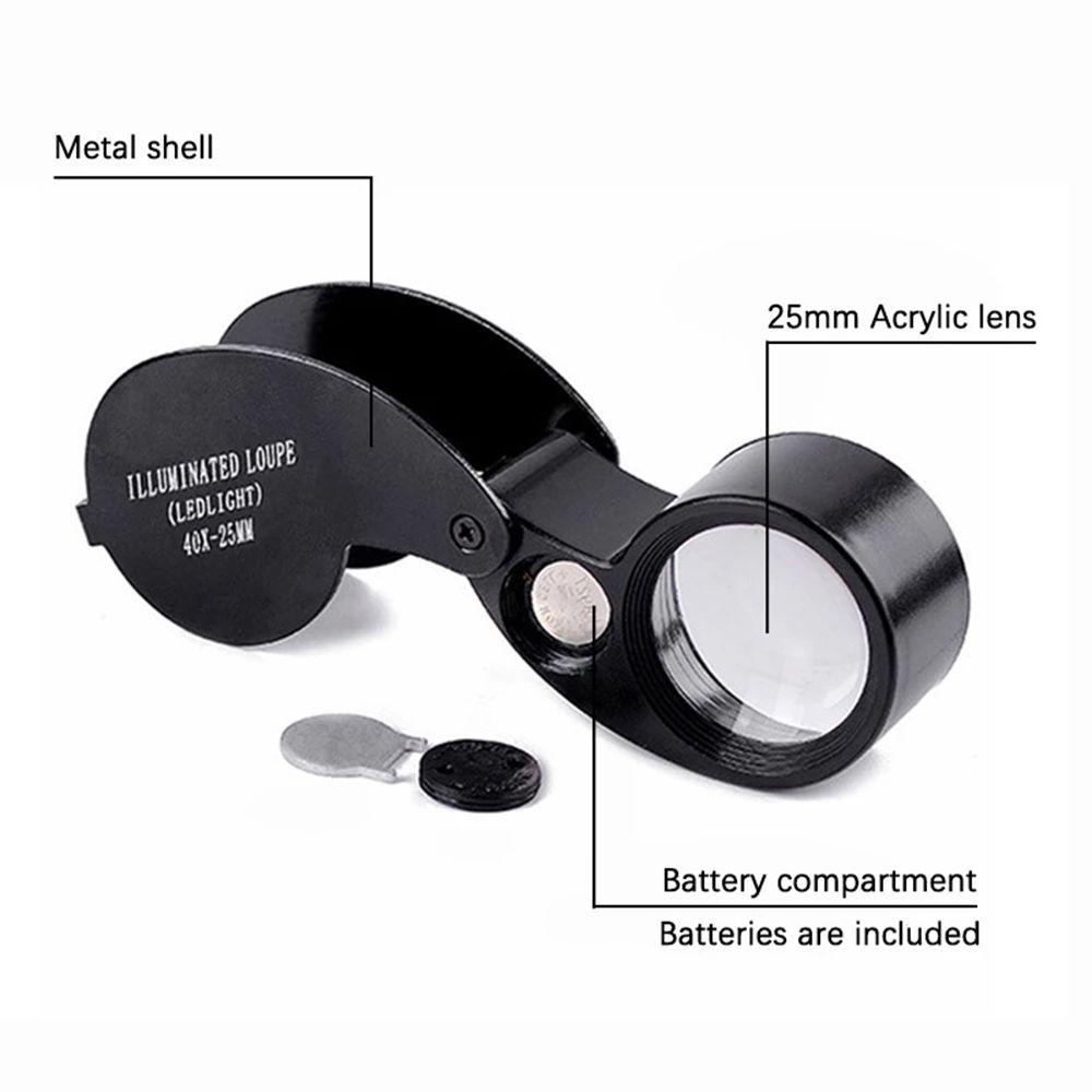 Kaca Pembesar Nanas Untuk Apresiasi Giok 40X Pocket Illuminated Loupe 2led